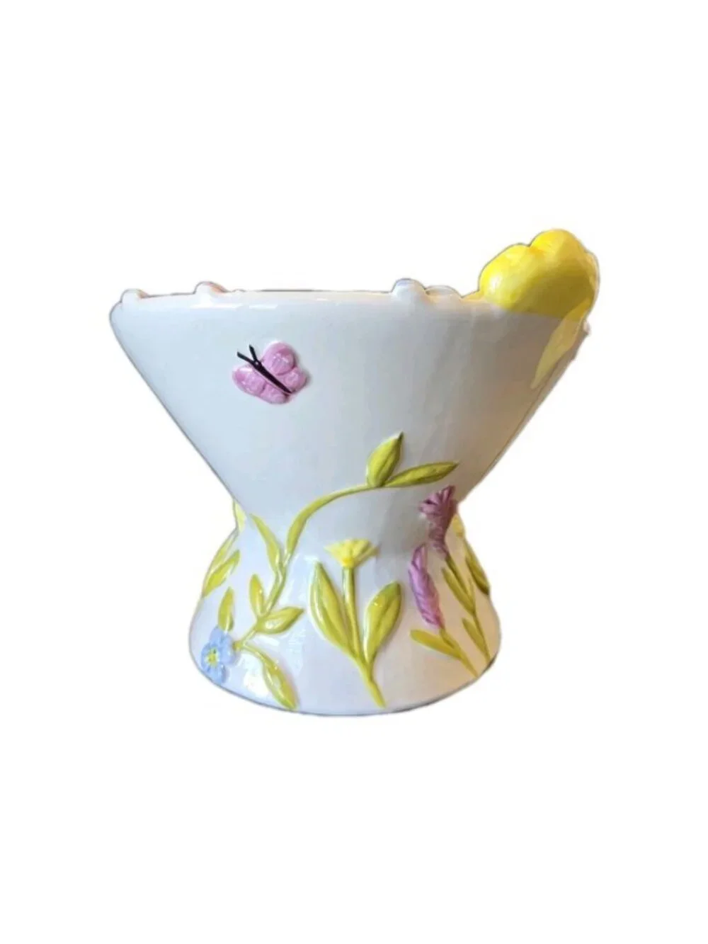 New Summer Butterflies Flower Ceramic Raised Tilted Cat Small Dog Pedestal Bowl